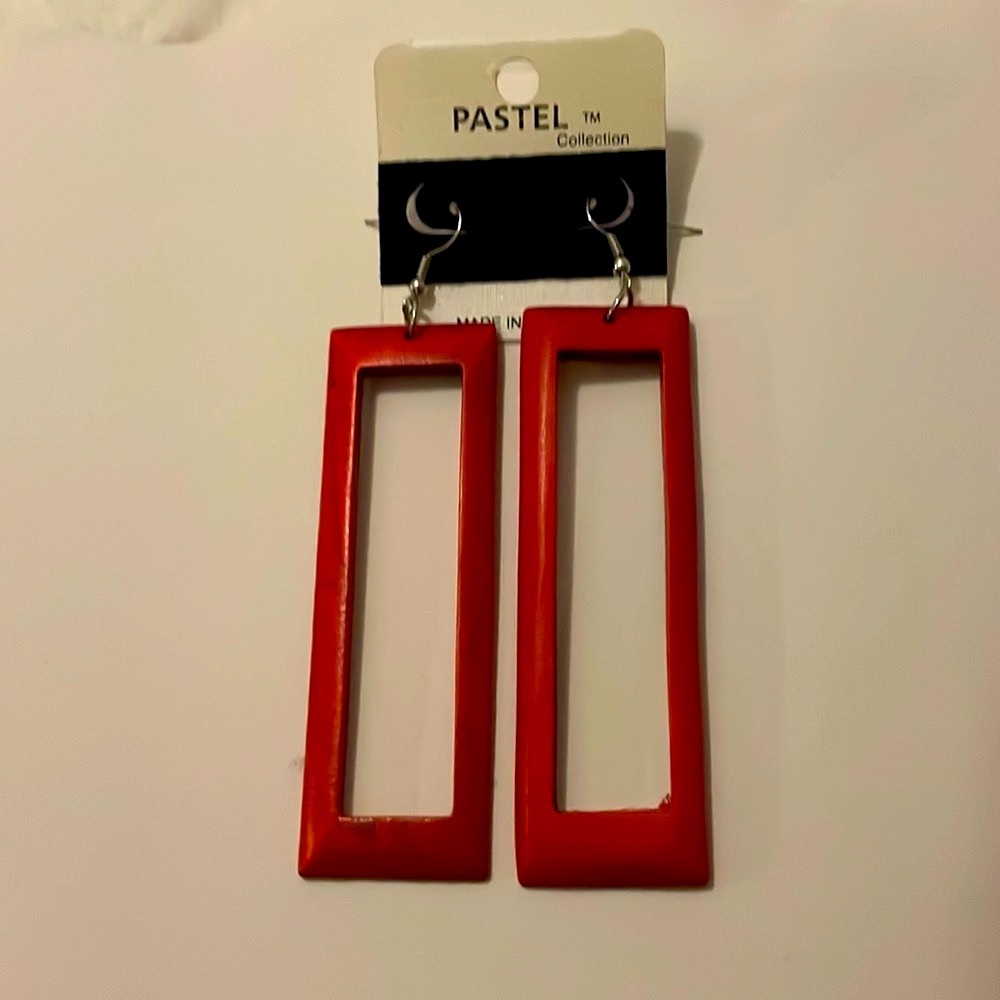 Red wood earrings